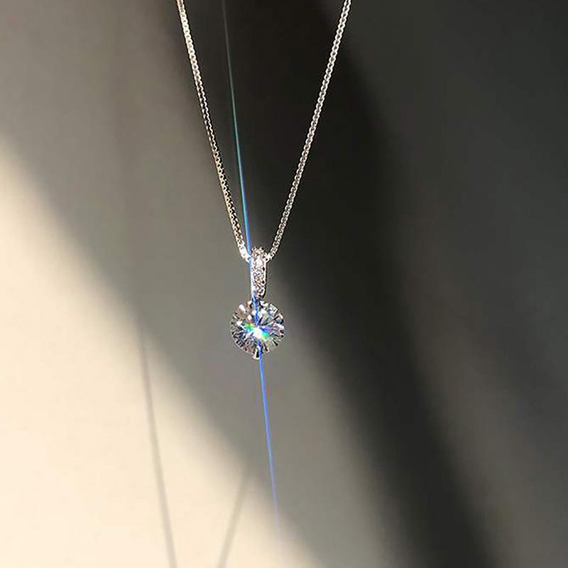Elegant Round-Cut Solitaire Pendant Necklace