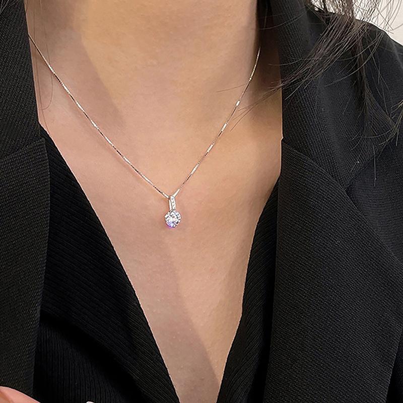 Elegant Round-Cut Solitaire Pendant Necklace