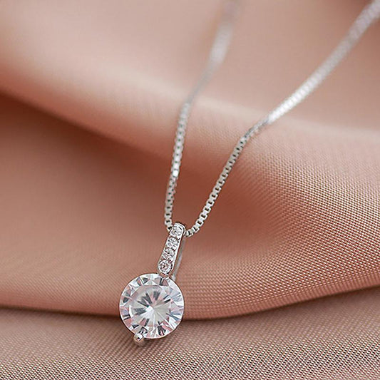 Elegant Round-Cut Solitaire Pendant Necklace